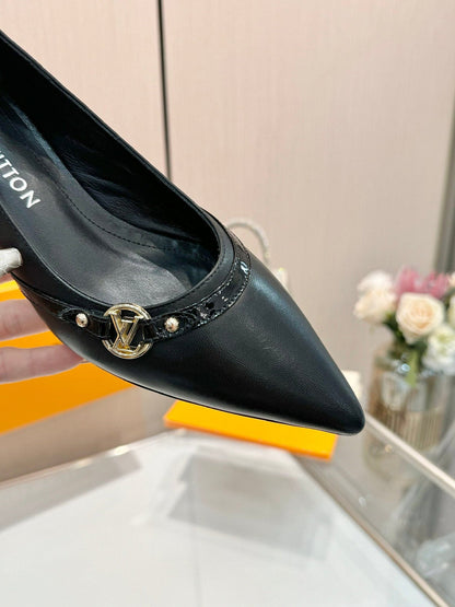 6AM HIGH HEELS 55 MM IN BLACK LAMBSKIN