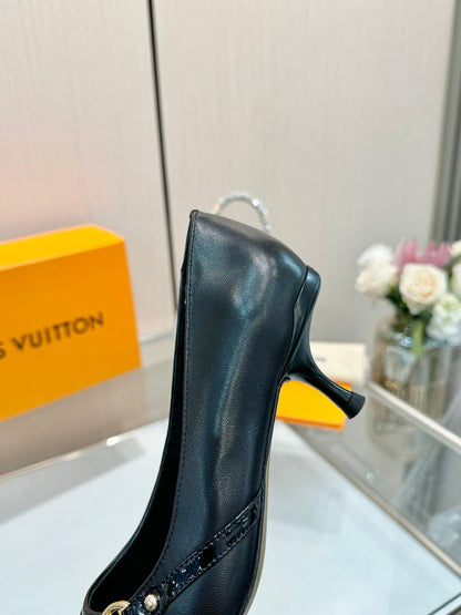 6AM HIGH HEELS 55 MM IN BLACK LAMBSKIN