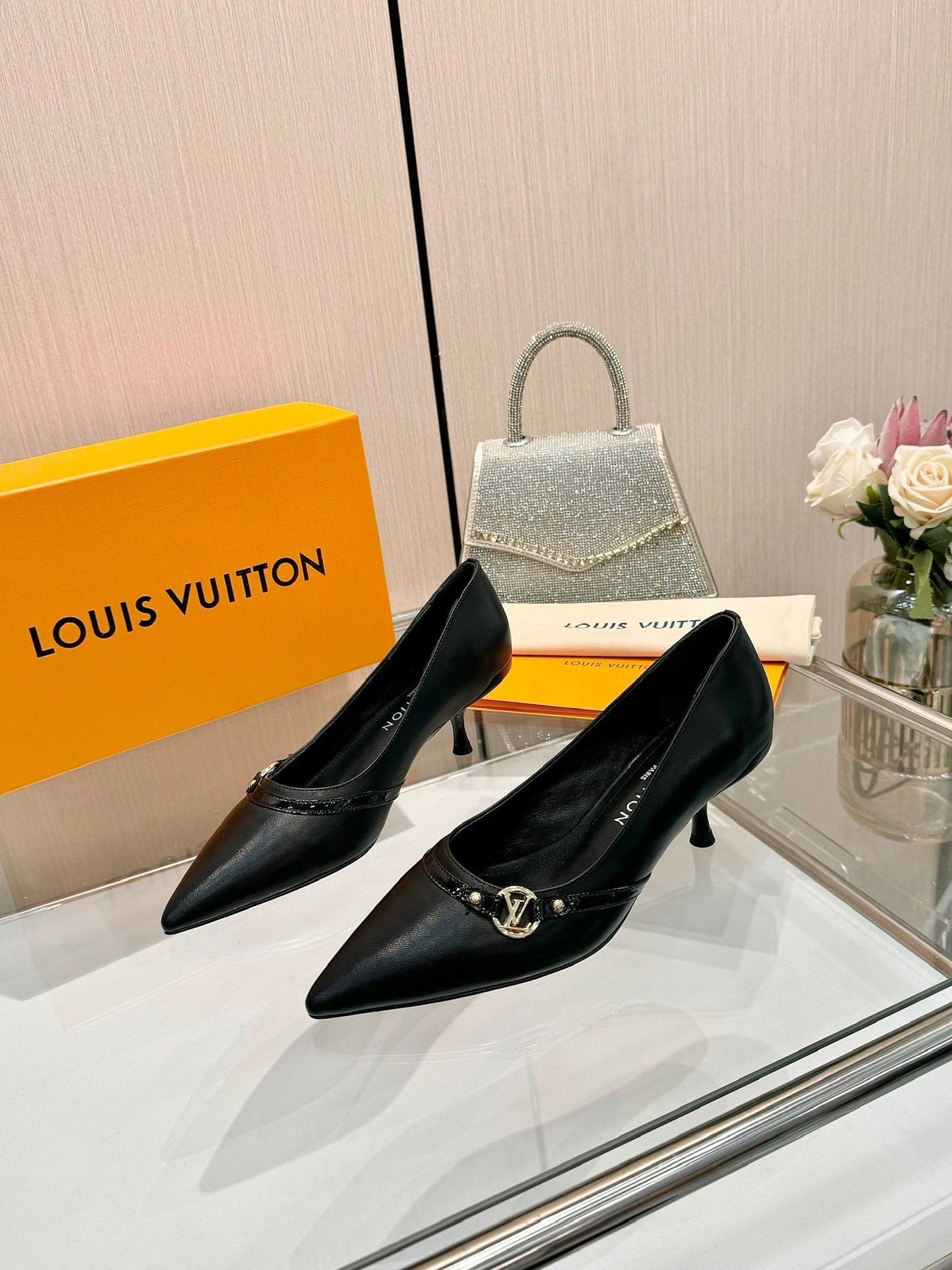 6AM HIGH HEELS 55 MM IN BLACK LAMBSKIN