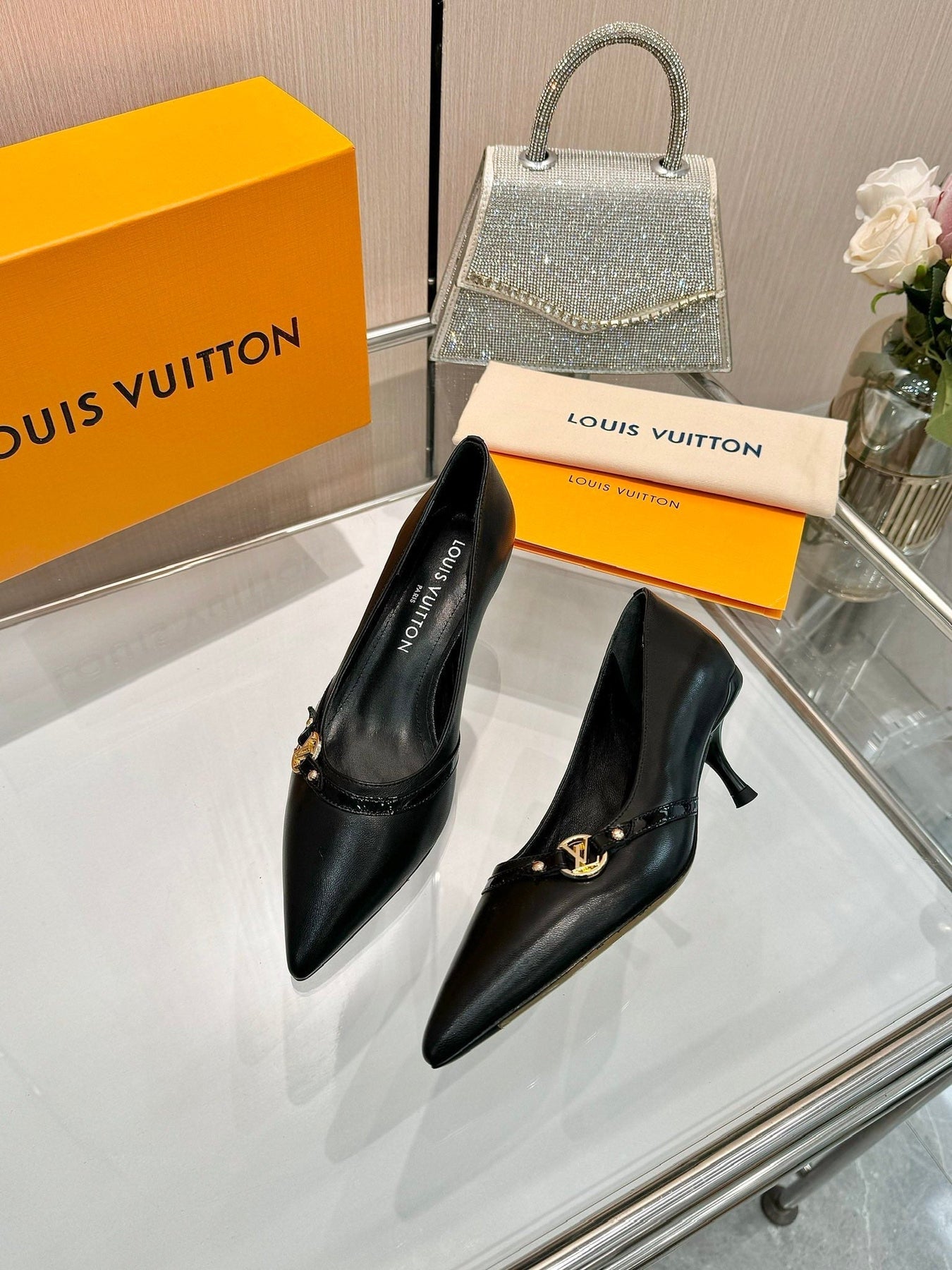 6AM HIGH HEELS 55 MM IN BLACK LAMBSKIN