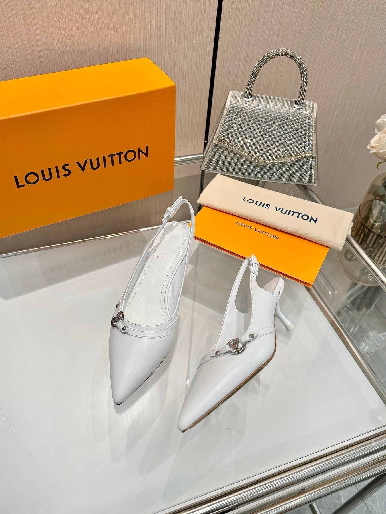 6AM SLINGBACK HIGH HEELS 55 MM IN WHITE LAMBSKIN