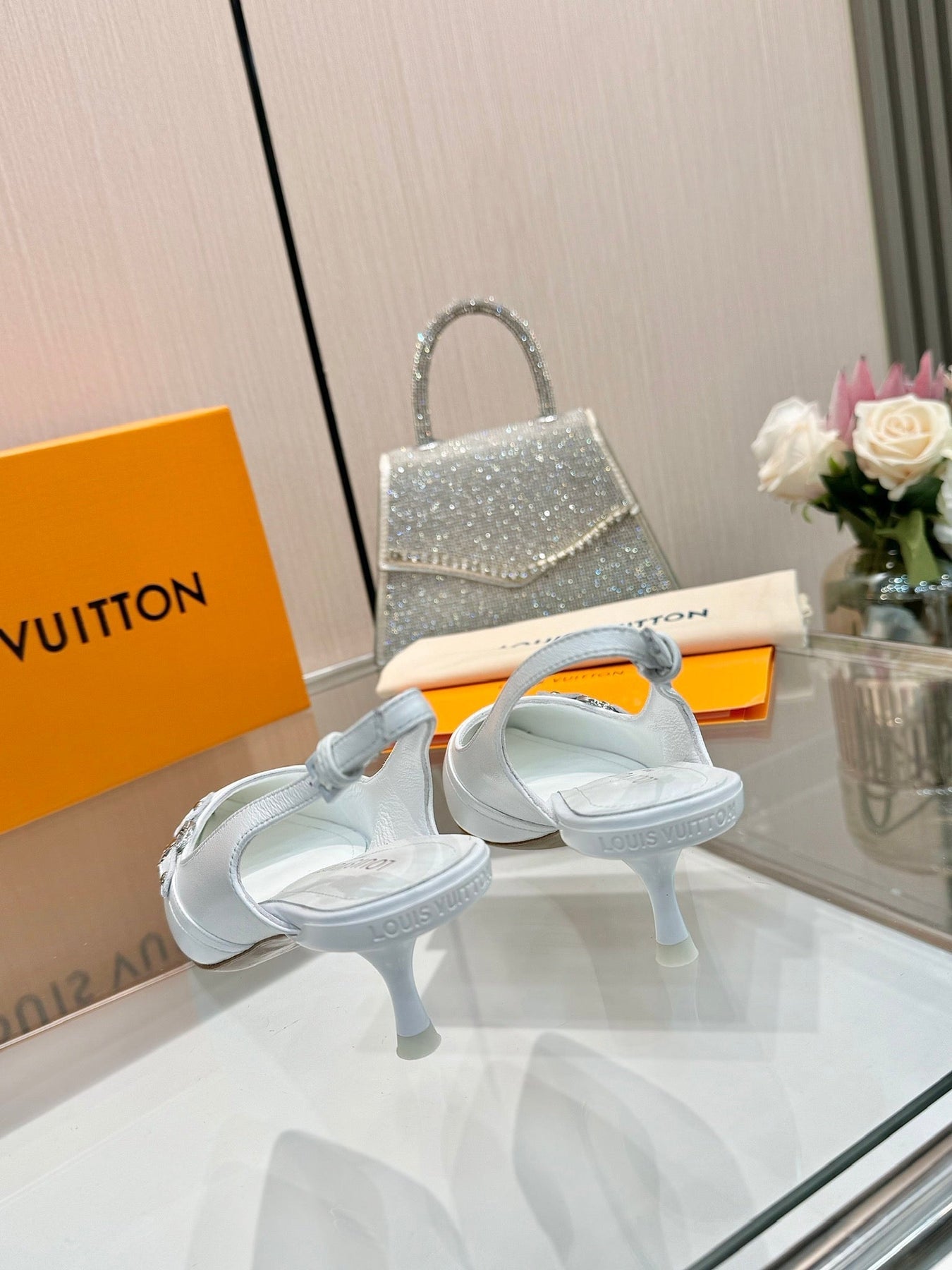 6AM SLINGBACK HIGH HEELS 55 MM IN WHITE LAMBSKIN