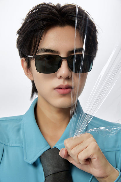 RECTANGULAR FRAME SUNGLASSES G01810 IN METAL