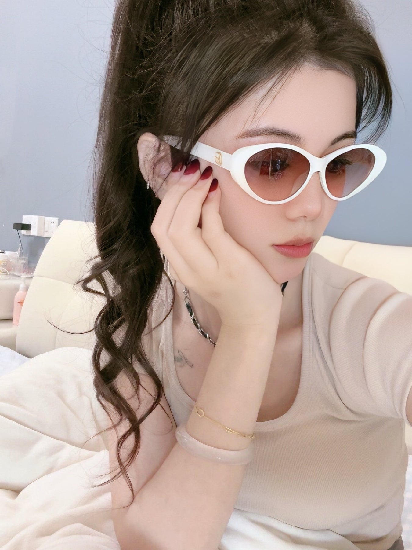 OVAL FRAME SUNGLASSES G0982 IN ACETATE