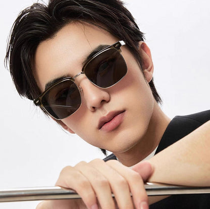 RECTANGULAR FRAME SUNGLASSES G7637 IN METAL AND ACETATE