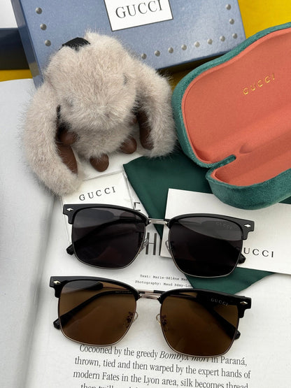 RECTANGULAR FRAME SUNGLASSES G7637 IN METAL AND ACETATE