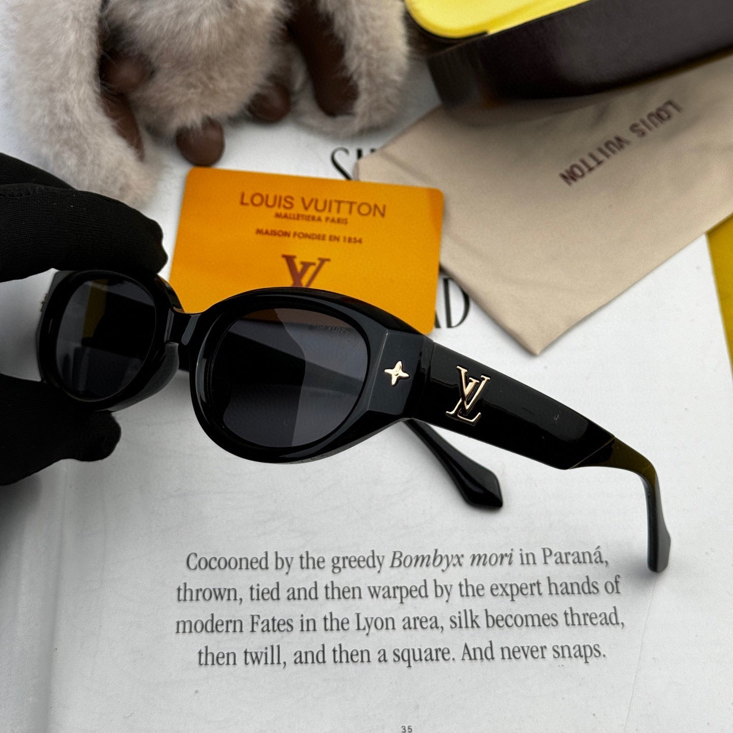 CAT EYE SUNGLASSES L1335 IN BLACK ACETATE