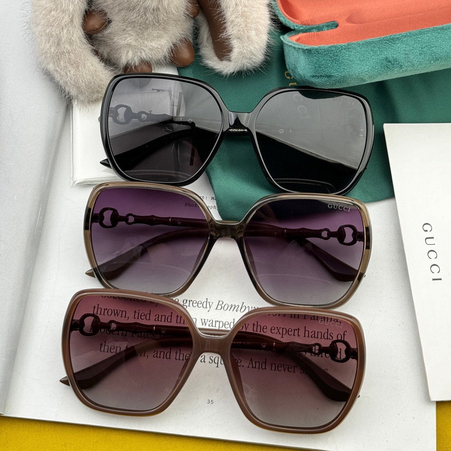 CHAIN LINK DETAIL SQUARE FRAME SUNGLASSES G3612 IN ACETATE