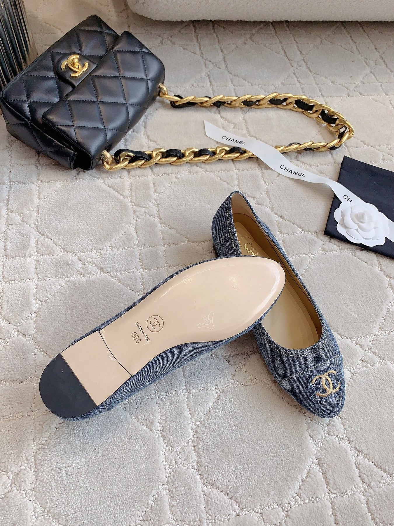 BALLET FLATS IN AEGEAN BLUE DENIM