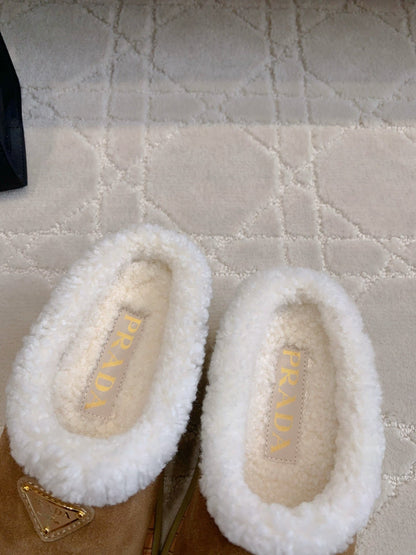 PRA MULES SHEARLING LINING IN TAN SUEDE