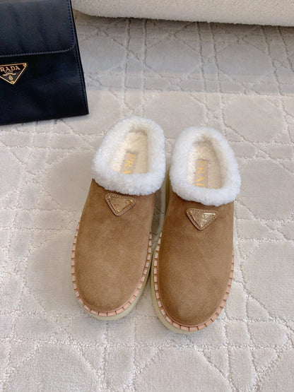 PRA MULES SHEARLING LINING IN TAN SUEDE