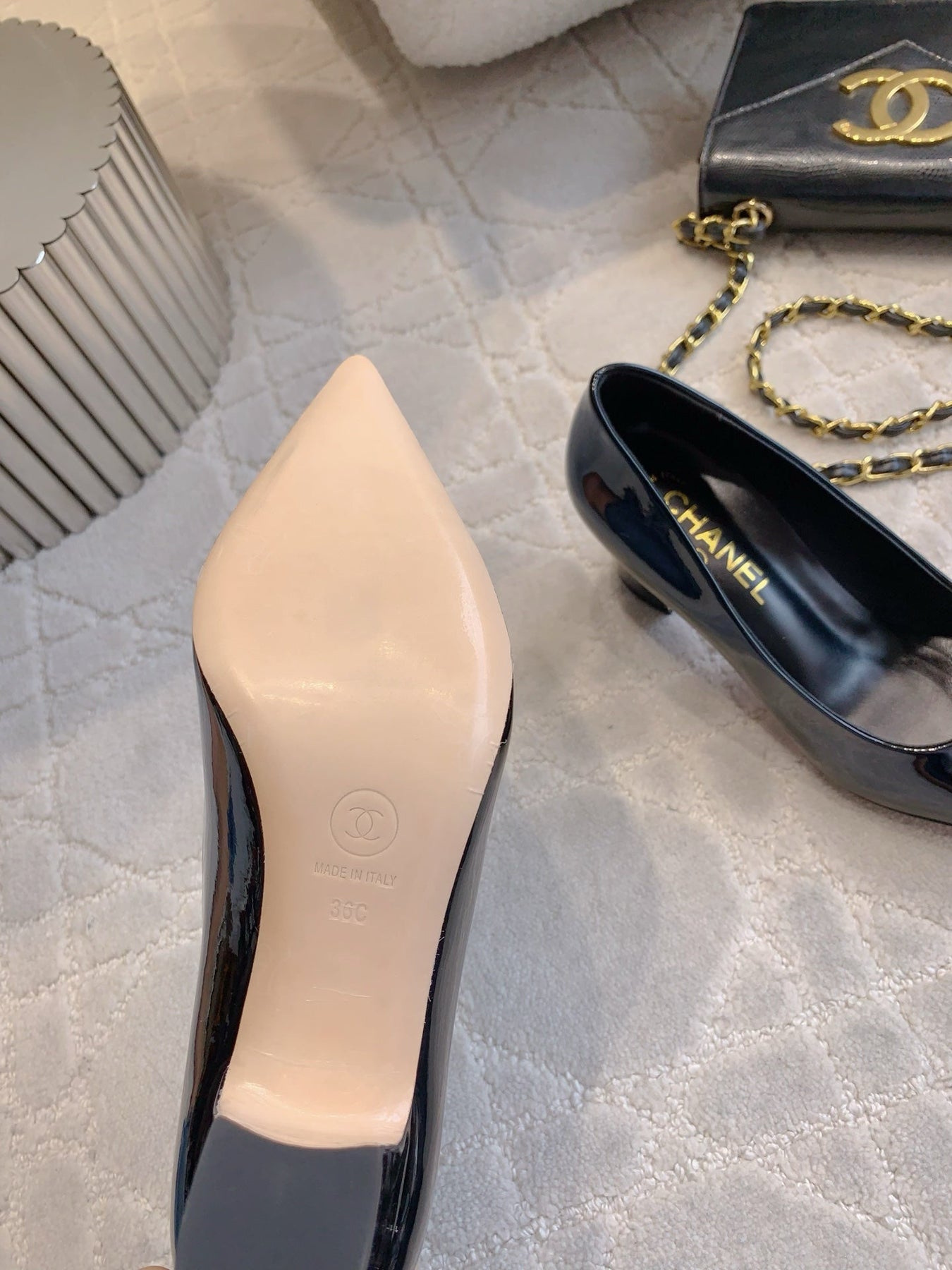 HIGH PUMP 65 MM IN BLACK PATENT CALFSKIN