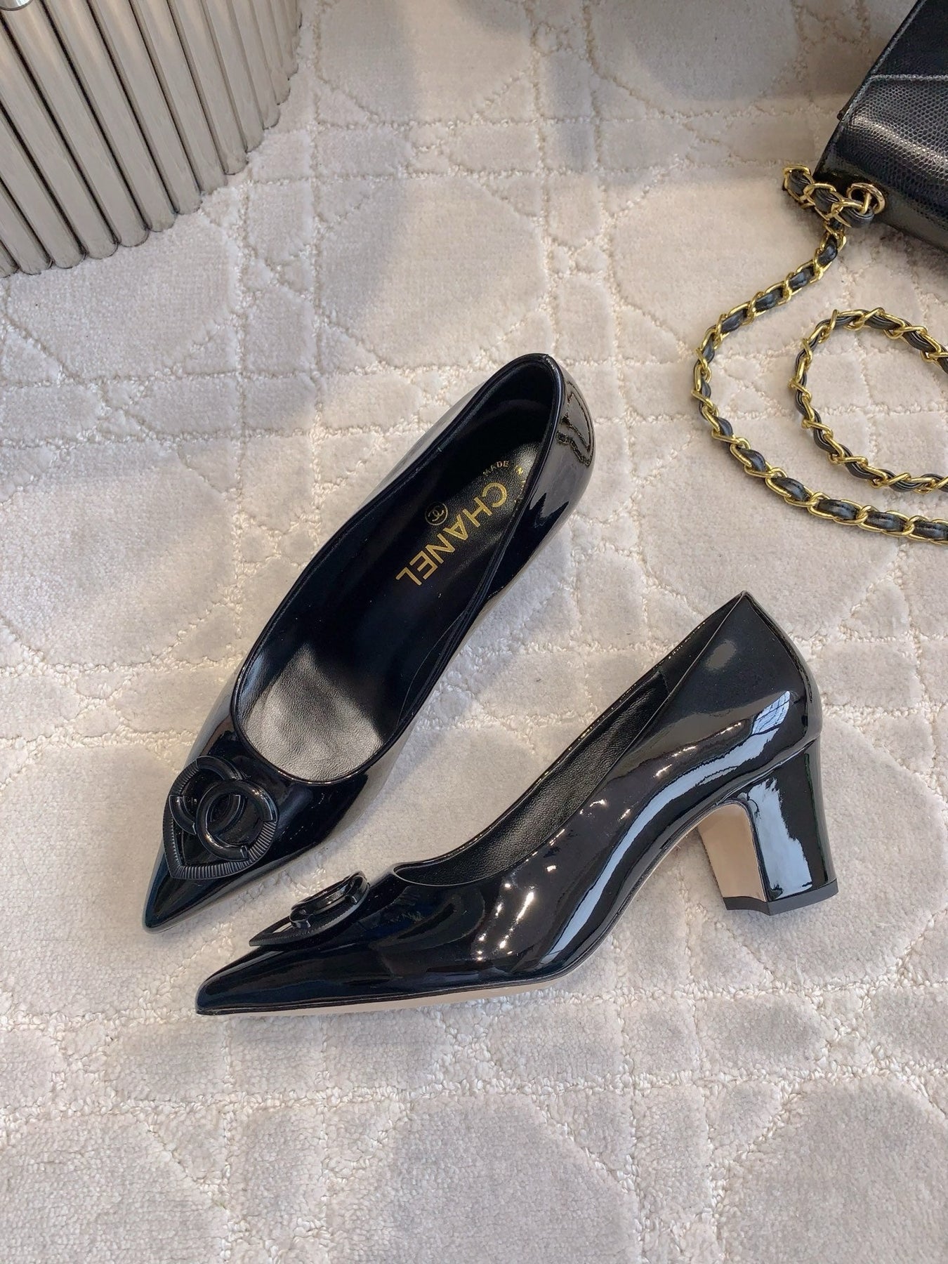 HIGH PUMP 65 MM IN BLACK PATENT CALFSKIN