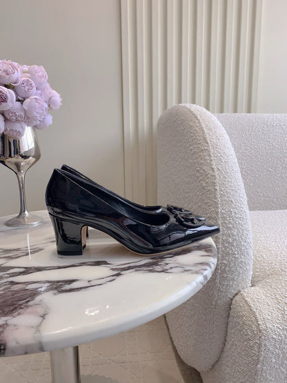 HIGH PUMP 65 MM IN BLACK PATENT CALFSKIN