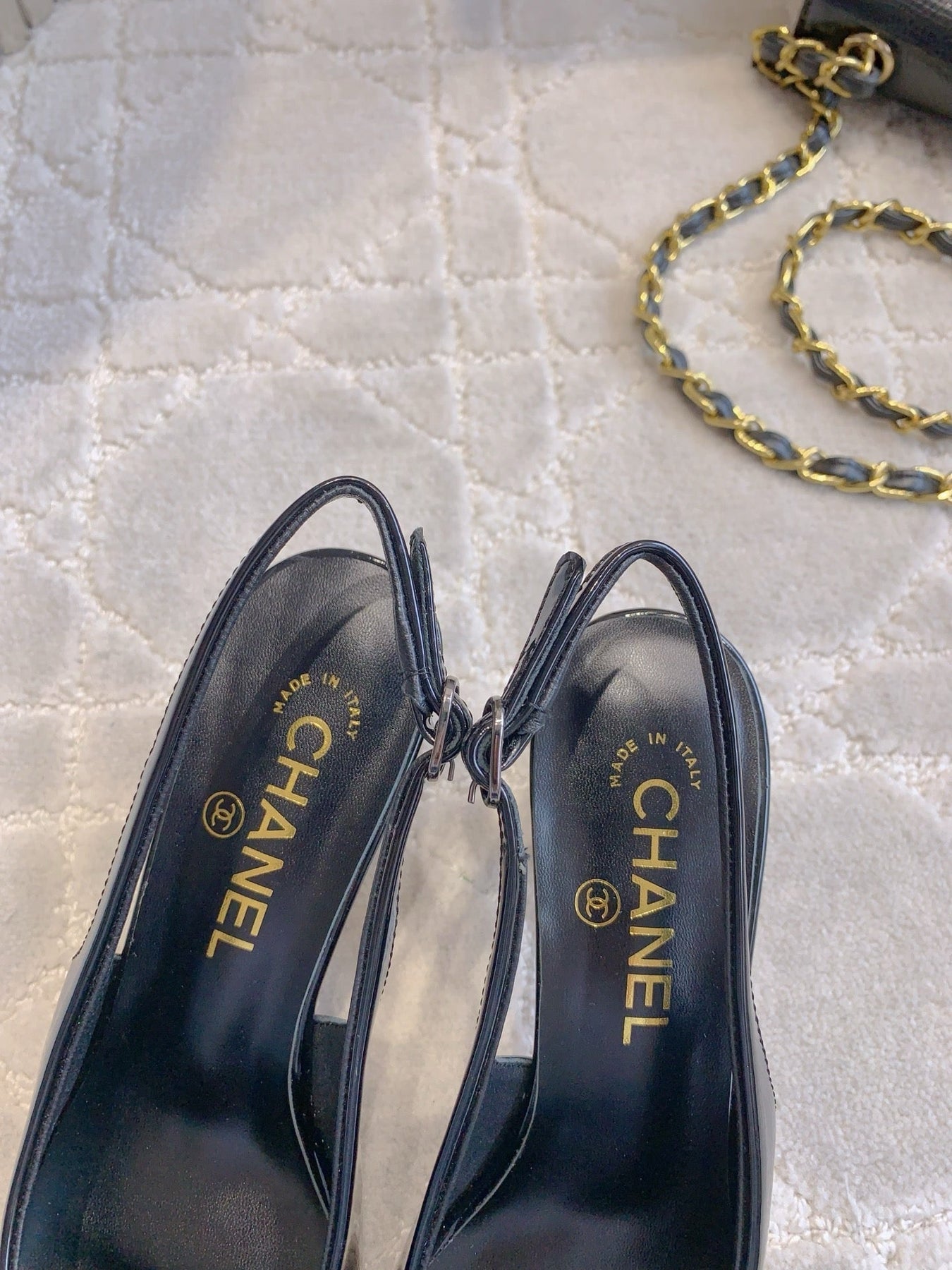 HIGH SLINGBACKS 65 MM IN BLACK PATENT CALFSKIN