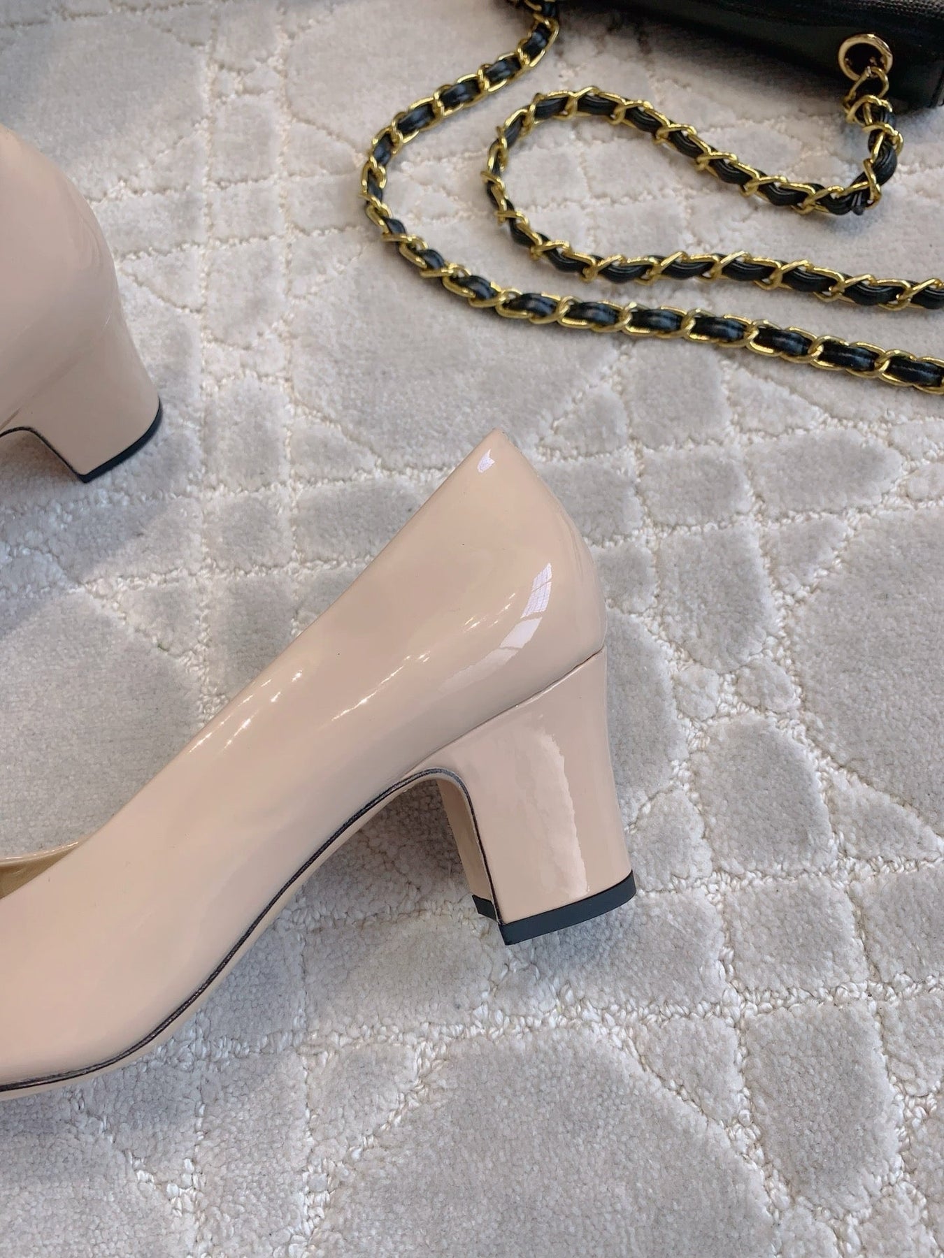 HIGH PUMP 65 MM IN BEIGE CREAM PATENT CALFSKIN