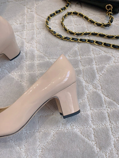 HIGH PUMP 65 MM IN BEIGE CREAM PATENT CALFSKIN