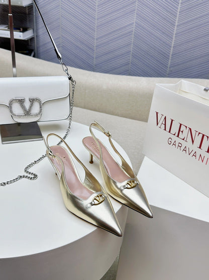 HIGH SLINGBACK 60MM IN GOLD CALFSKIN