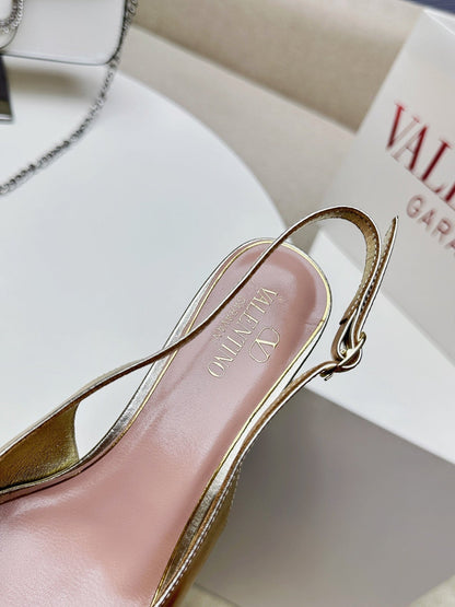 HIGH SLINGBACK 60MM IN GOLD CALFSKIN