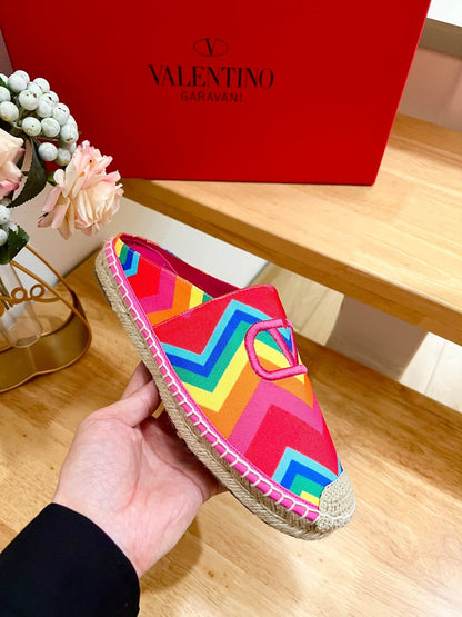 GARAVANI PRINTED COLORFUL CANVAS MULE WITH EMBROIDERED LOGO