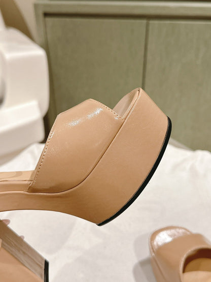 CC HIGH SANDAL BEIGE CREAM CALFSKIN