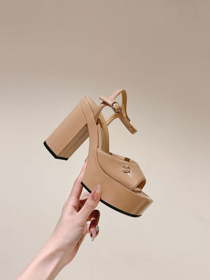 CC HIGH SANDAL BEIGE CREAM CALFSKIN