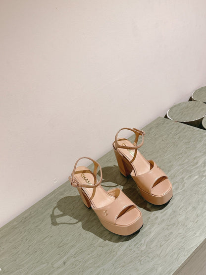 CC HIGH SANDAL BEIGE CREAM CALFSKIN