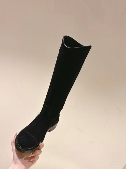CC HIGH BOOTS BLACK SUEDE CALFSKIN