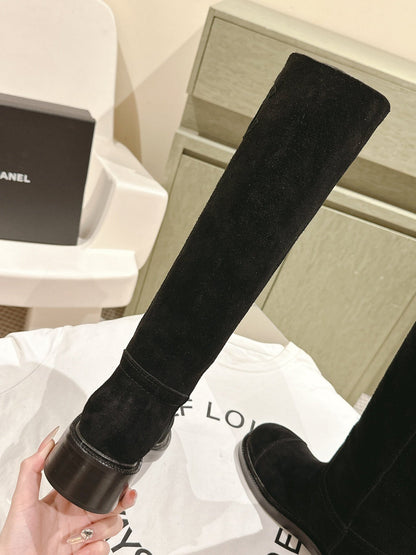 CC HIGH BOOTS BLACK SUEDE CALFSKIN