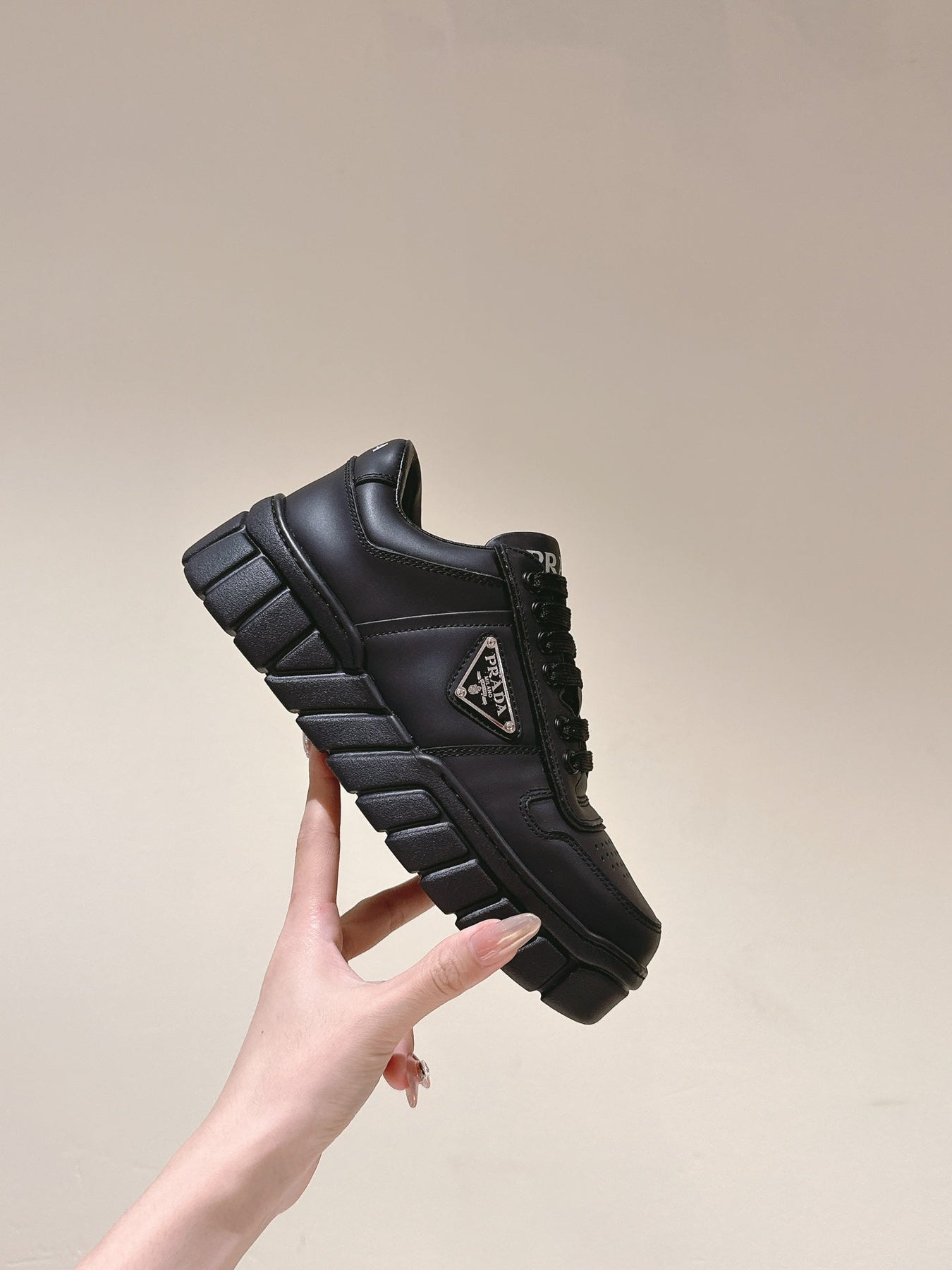 PRA FLATFORM SNEAKERS BLACK CALFSKIN