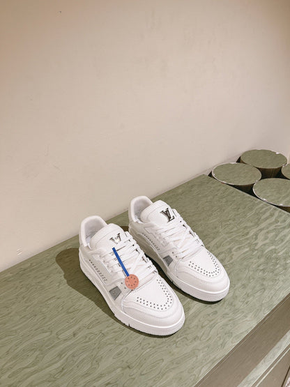 LV TRAINER SNEAKER IN WHITE CALFSKIN