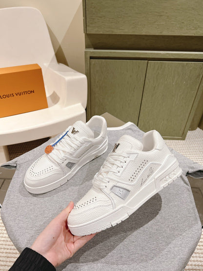LV TRAINER SNEAKER IN WHITE CALFSKIN