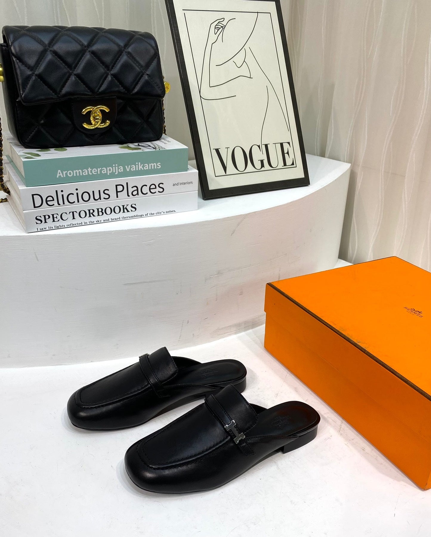 IENA MULE BLACK CALFSKIN