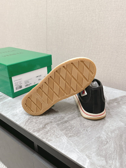 ELIOT SNEAKER IN BLACK MIX BLUE AND RED CANVAS AND CALFSKIN