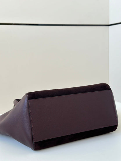 ORIGAMI MEDIUM 27 IN WINE RED LAMBSKIN AND SUEDE