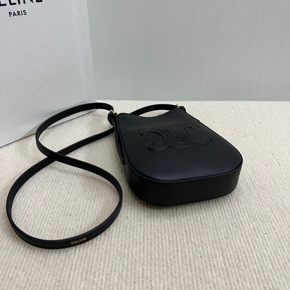 PHONE POUCH HELOISE 19 IN BLACK SUPPLE CALFSKIN