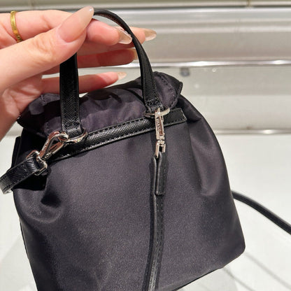 MINI BACKPACK 17 IN BLACK RE-NYLON DRAWSTRING CLOSURE