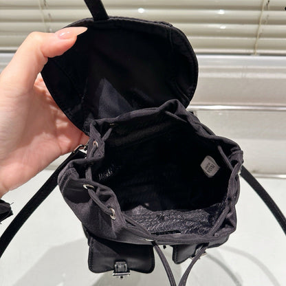 MINI BACKPACK 17 IN BLACK RE-NYLON DRAWSTRING CLOSURE