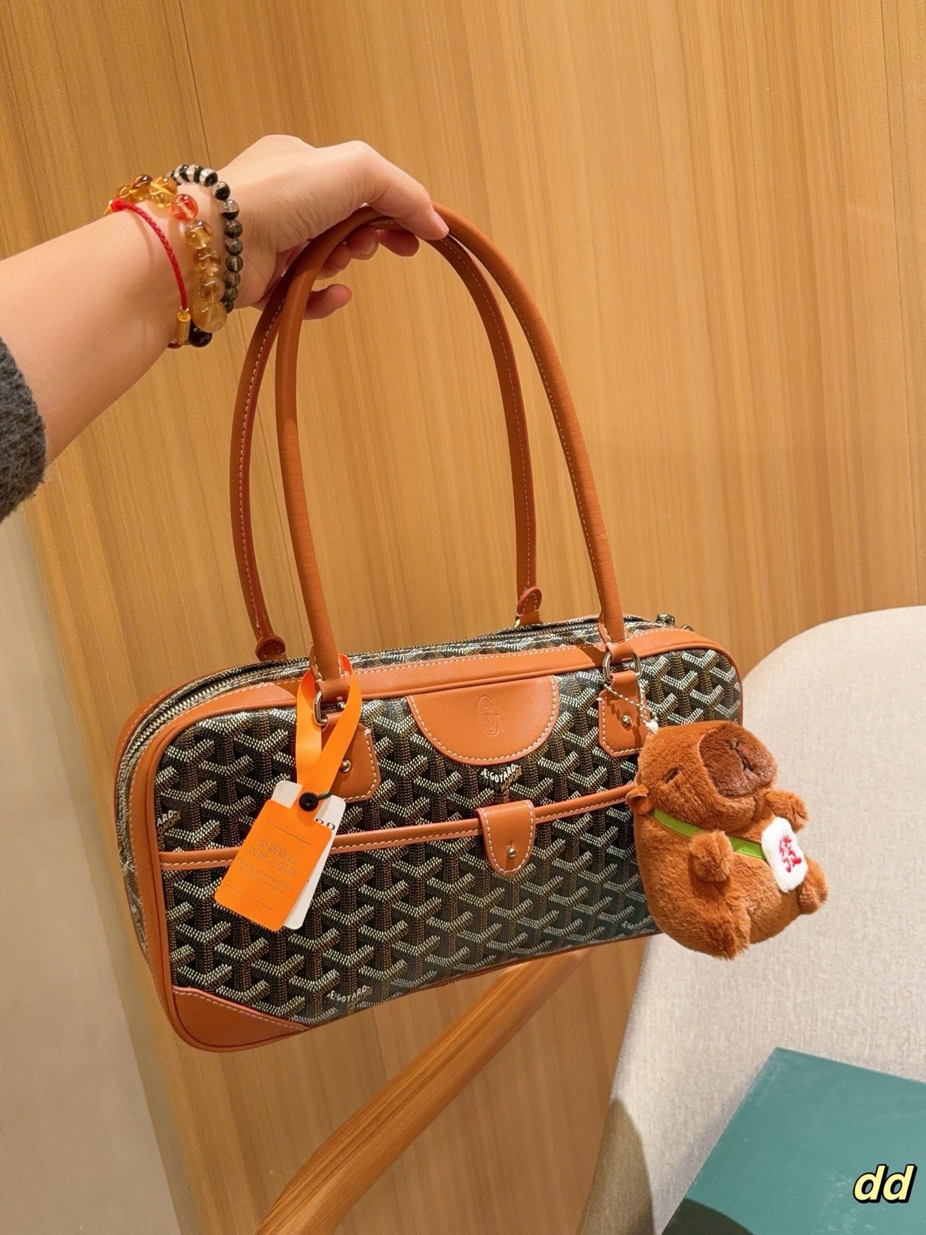 SAINT MARTIN BAG 35 IN BROWN GOYARDINE CANVAS AND CALFSKIN