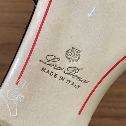 FLAT SLIPPERS IN BLACK LAMBSKIN OSTRICH SKIN