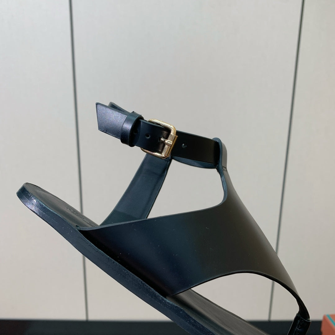 FLIP FLOPS SANDAL IN BLACK CALFSKIN