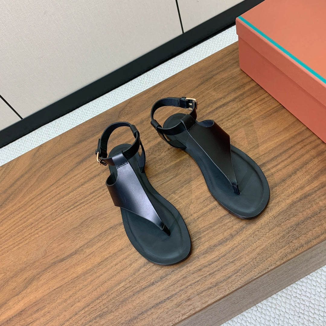 FLIP FLOPS SANDAL IN BLACK CALFSKIN