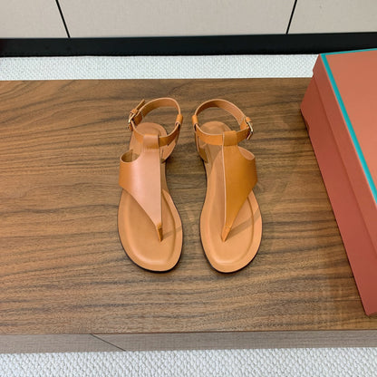 FLIP FLOPS SANDAL IN LIGHT BROWN CALFSKIN