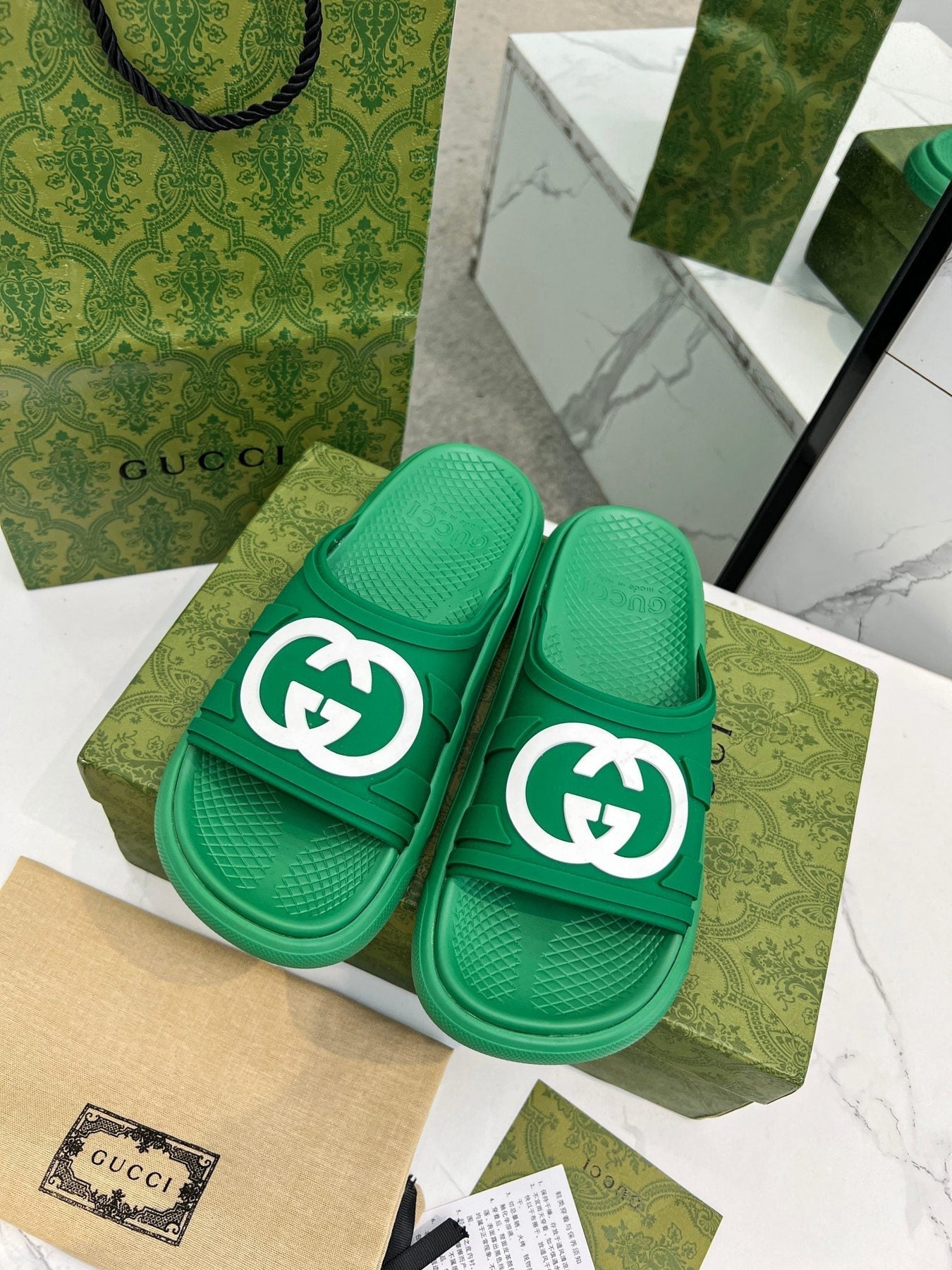 PLATFORM SLIPPERS IN EMERALD GREEN IMPORTED TPU