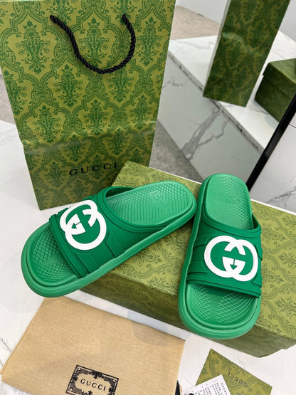 PLATFORM SLIPPERS IN EMERALD GREEN IMPORTED TPU