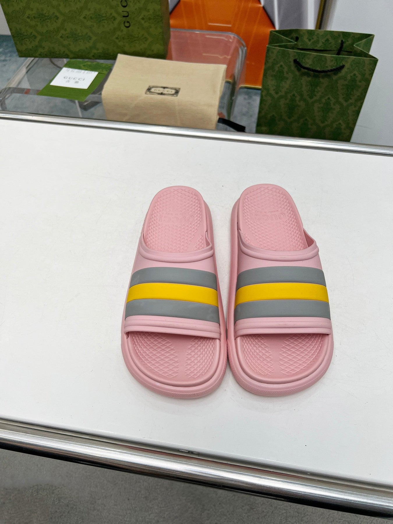 PLATFORM SLIPPERS IN LIGHT PINK MIX COLORFUL IMPORTED TPU