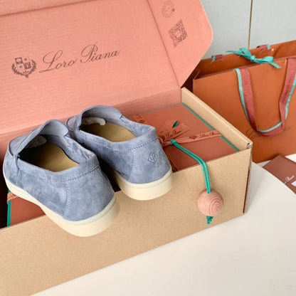 Loro Piana Dark Grey Suede Summer Charms Walk Loafers