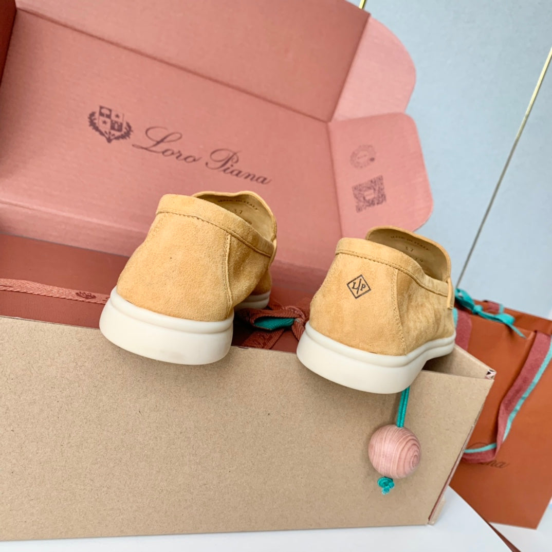 Loro Piana Dark Beige Suede Summer Charms Walk Loafers