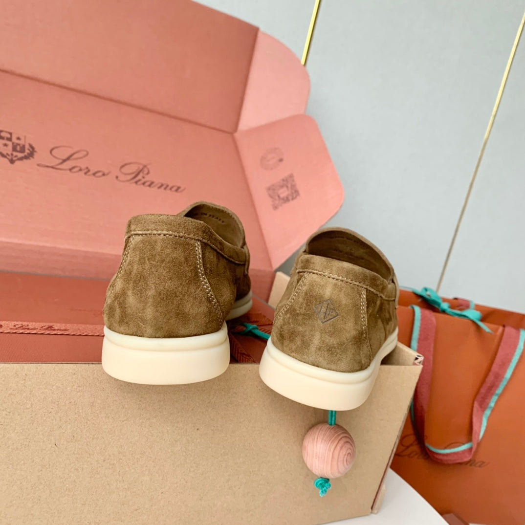 Loro Piana Brown Suede Summer Charms Walk Loafers