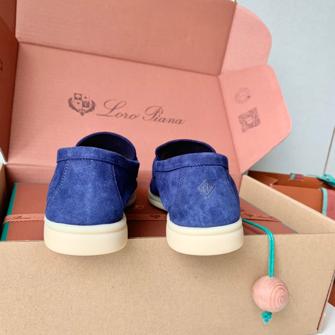 Loro Piana Blue Suede Summer Charms Walk Loafers